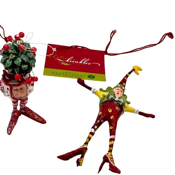 Dept 56 Patience Brewster Krinkles Christmas Elf High Heel Shoe Ornaments Resin - Picture 1 of 13